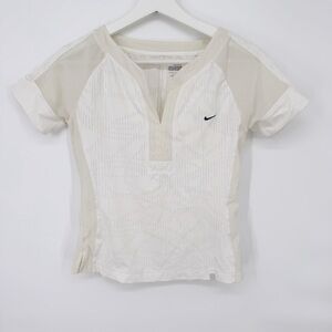 Nike Women's Fit Dry Short Sleeve Cream‎ Tee Mesh Sheer XS